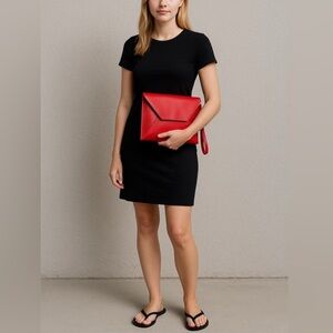 GARUGLIERI beautiful red leather clutch envelope Italy New R. 250